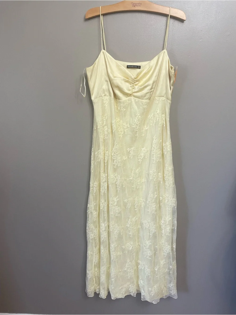 Abercrombie and fitch XL Julia slip lace dress butter yellow